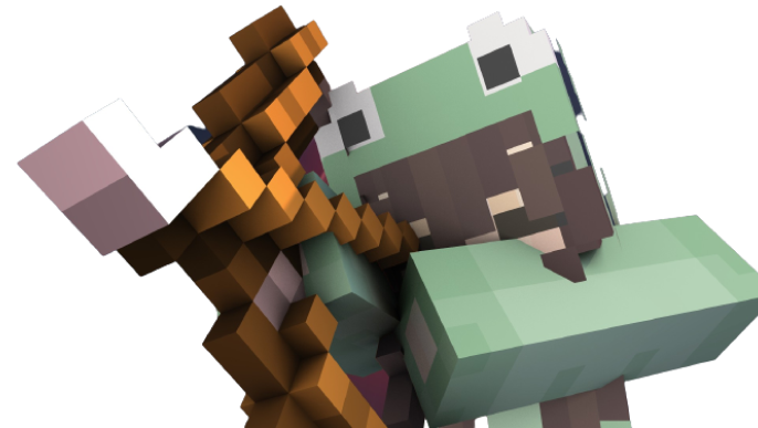 A minecraft character holding a bow